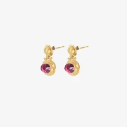 22k & pink tourmaline small bell earrings