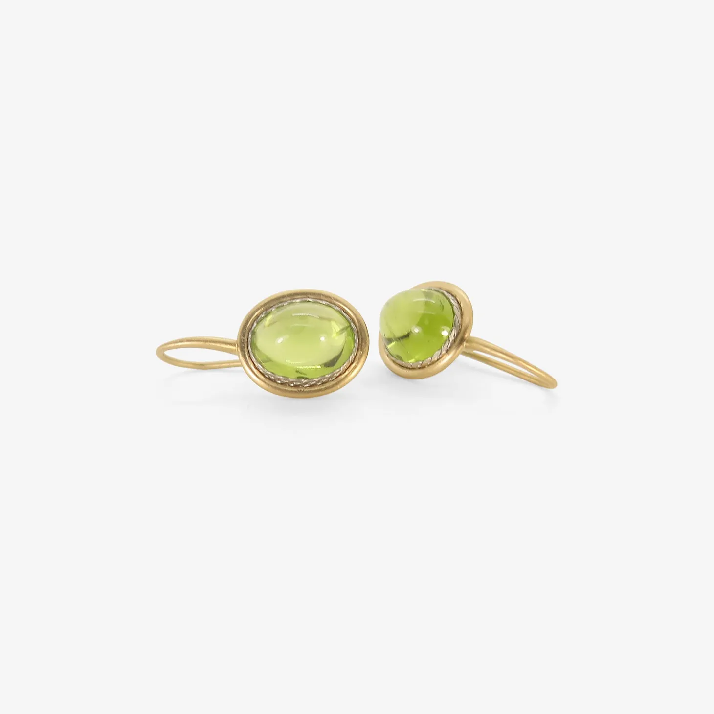 18k & platinum cabochon peridot earrings