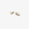 18k & platinum caress post earrings with white diamonds