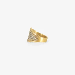 18k & platinum checkerboard ring with champagne diamond pavé