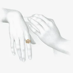 18k & platinum checkerboard ring with champagne diamond pavé