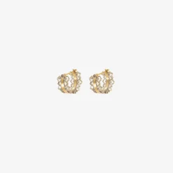 18k & platinum coronet hoops with champagne diamonds