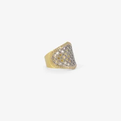 18k & platinum corset ring with white pavé diamonds