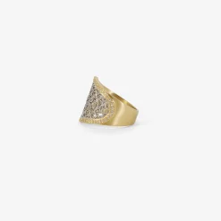 18k & platinum corset ring with white pavé diamonds