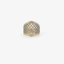 18k & platinum corset ring with white pavé diamonds