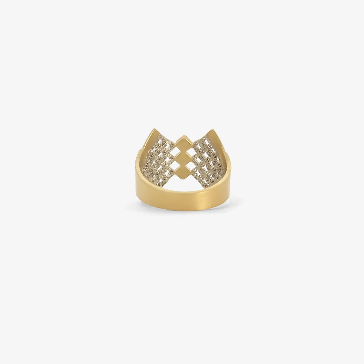 18k & platinum corset ring with champagne diamonds
