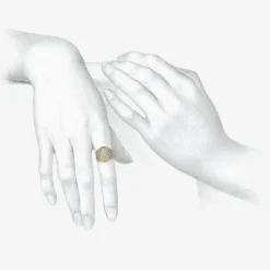 18k & platinum corset ring with white pavé diamonds