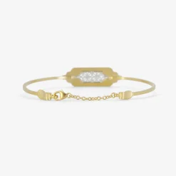 18k & platinum cuff bracelet with two diamond pavé quattros