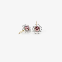 18k & platinum handspun earrings with pink tourmaline