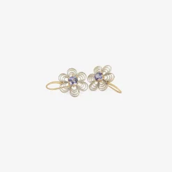 18k & platinum lacy flower earrings with tanzanite