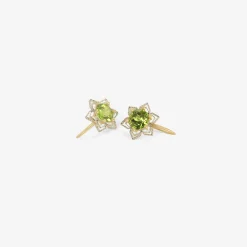 18k & platinum lacy flower earrings with round peridot