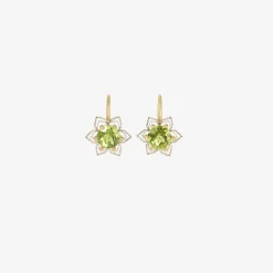 18k & platinum lacy flower earrings with round peridot