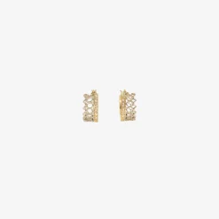 18k & platinum laurel hoops with white diamond pavé