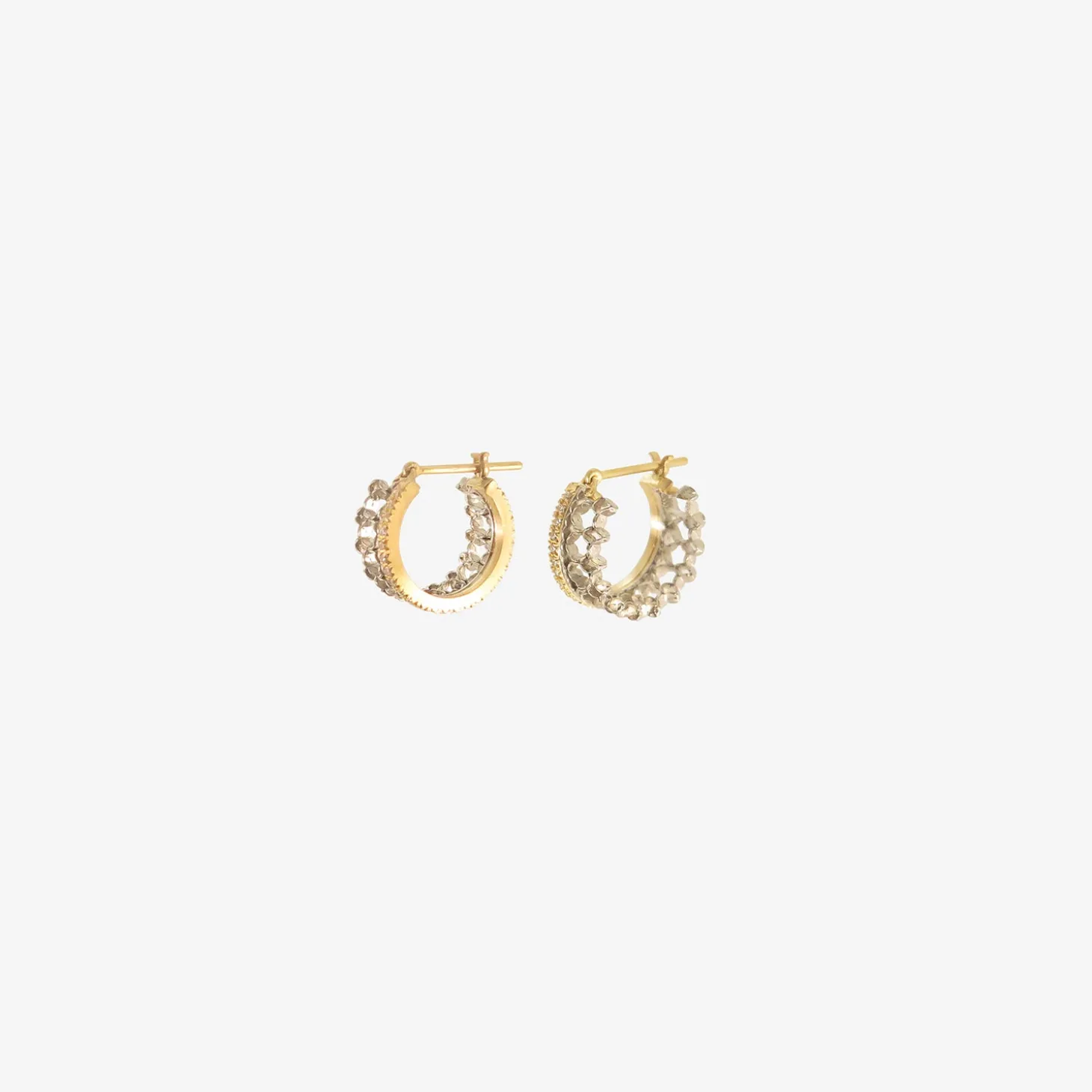 18k & platinum laurel hoops with white diamond pavé