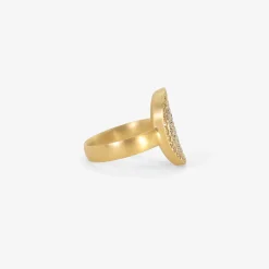 18k & platinum oval damask ring with champagne diamonds, .42ct