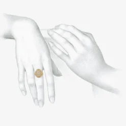 18k & platinum oval damask ring with champagne diamonds, .42ct