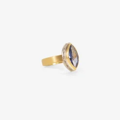 18k & platinum ring with marquis-shaped tanzanite, 1.32ct