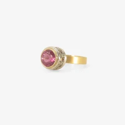 18k & platinum ring with round pink tourmaline, 2.35ct