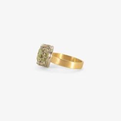 18k & platinum ring with round green tourmaline, 3.92ct