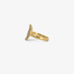 18k & platinum round ring with pavé champagne diamonds