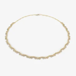18k & platinum rows of bows necklace with diamonds