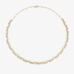 18k & platinum rows of bows necklace with diamonds