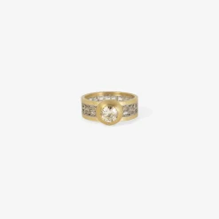 18k & platinum tune band with old european cut diamond, .59ct