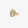 18k & platinum tune ring with champagne diamond pavé