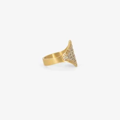 18k & platinum tune ring with champagne diamond pavé
