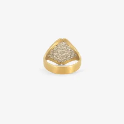 18k & platinum tune ring with champagne diamond pavé