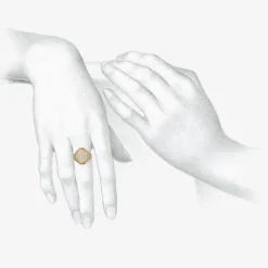 18k & platinum tune ring with champagne diamond pavé