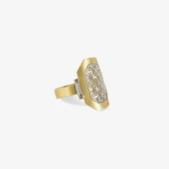 18k & platinum wide ring with diamonds