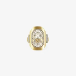 18k & platinum wide ring with diamonds