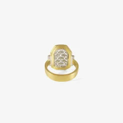 18k & platinum wide ring with diamonds