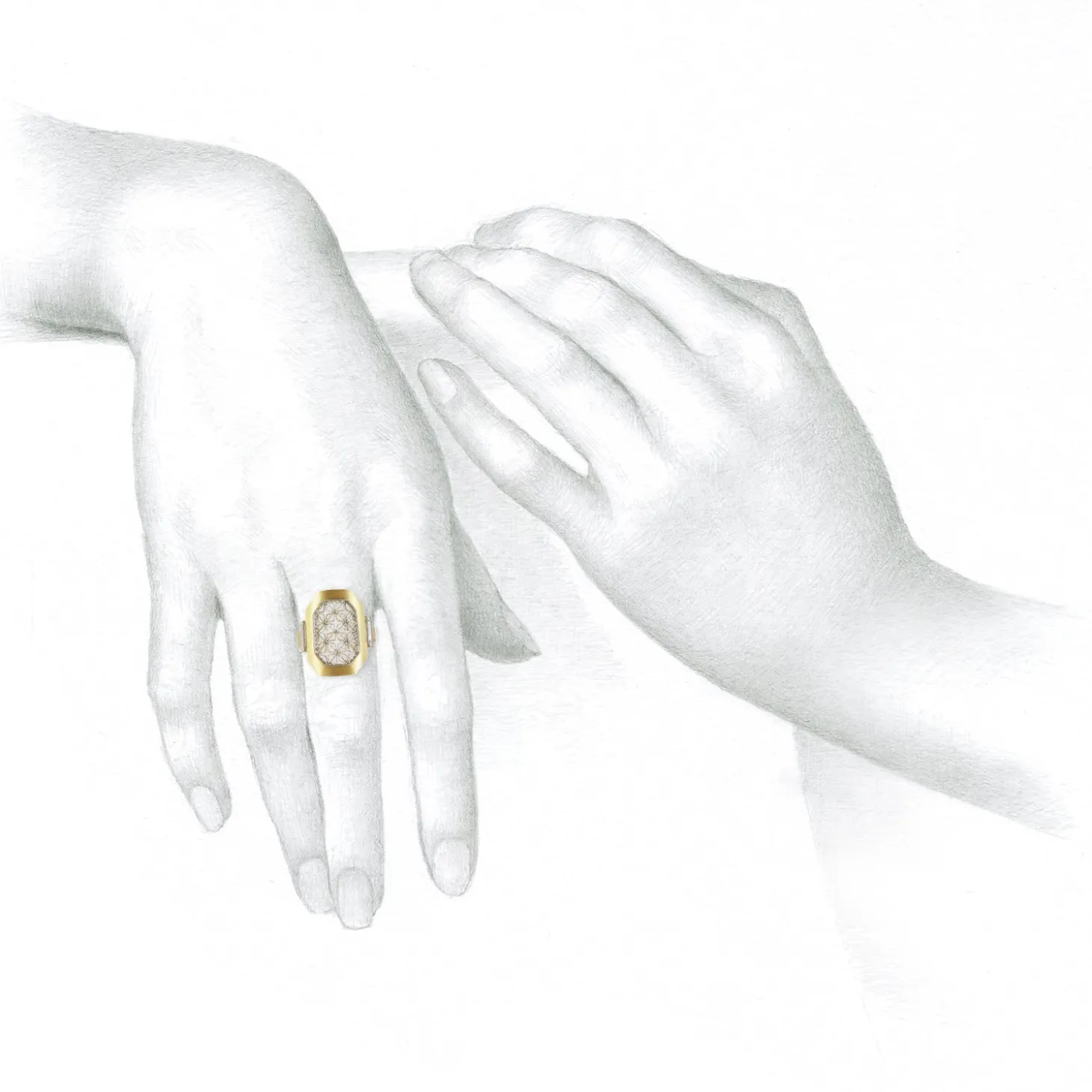 18k & platinum wide ring with diamonds