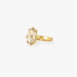 22k & prong-set rose-cut champagne diamond ring, 1.58ct