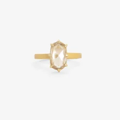 22k & prong-set rose-cut champagne diamond ring, 1.58ct