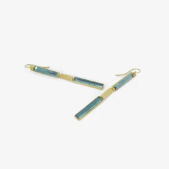 22k & rectangular blue tourmaline klimt streamer earrings, 16.07ct