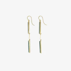 22k & rectangular blue tourmaline klimt streamer earrings, 16.07ct