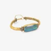 18k & rectangular boulder opal bracelet with 22k over silver band