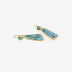 22k & rectangular boulder opal earrings with zambian emerald