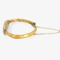 18k & rectangular boulder opal bracelet with 22k over silver band