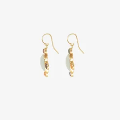 18k & rectangular cabochon aquamarine earrings surrounded by gemstones