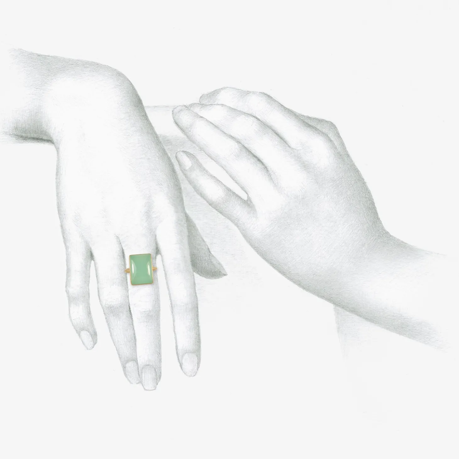 18k & rectangular chrysoprase ring, 9.82ct