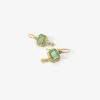 18k & rectangular colombian emerald single drop earrings with 22k drops, 3.34ct