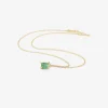 18k & rectangular emerald-cut emerald mini gem pendant