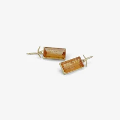 18k & rectangular faceted imperial topaz earrings