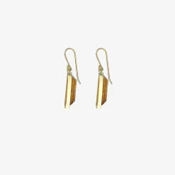 18k & rectangular faceted imperial topaz earrings