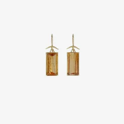 18k & rectangular faceted imperial topaz earrings