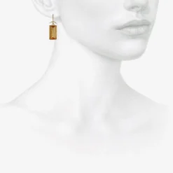 18k & rectangular faceted imperial topaz earrings
